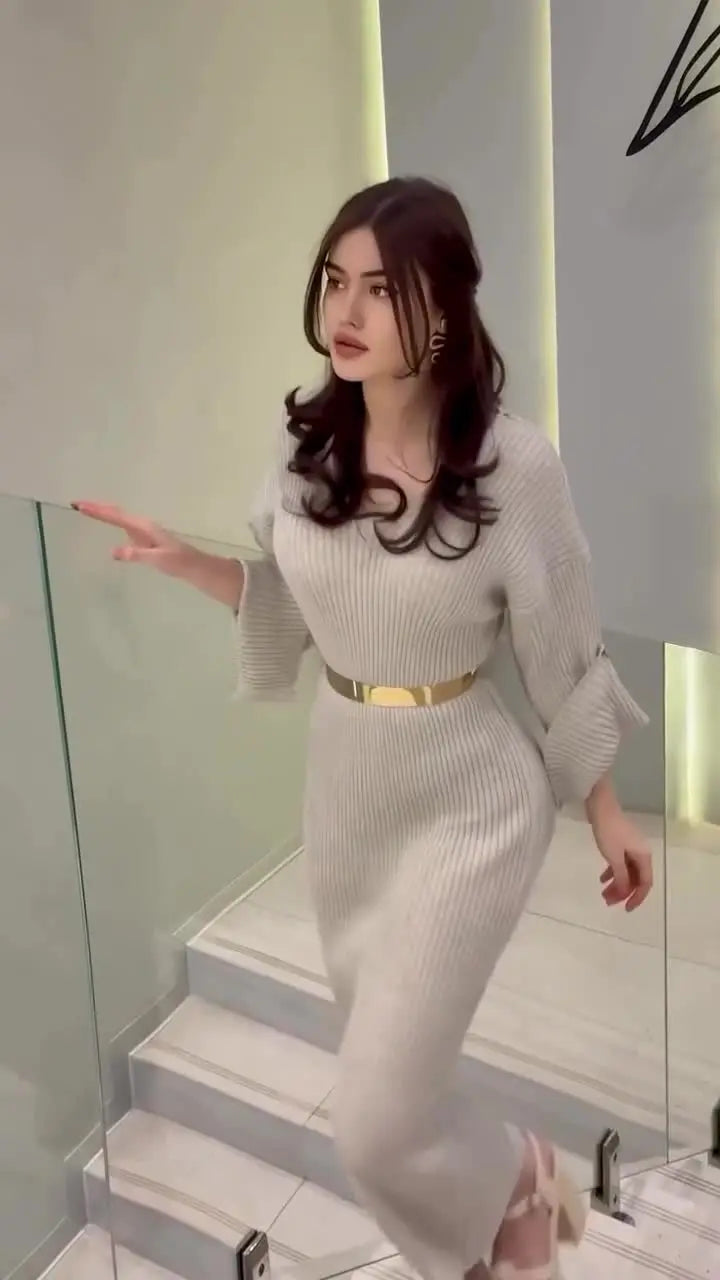 Elegant Knit Robe with Feminine Form