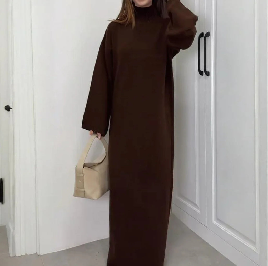Long Knit Dress with Gentle Hug Silhouette