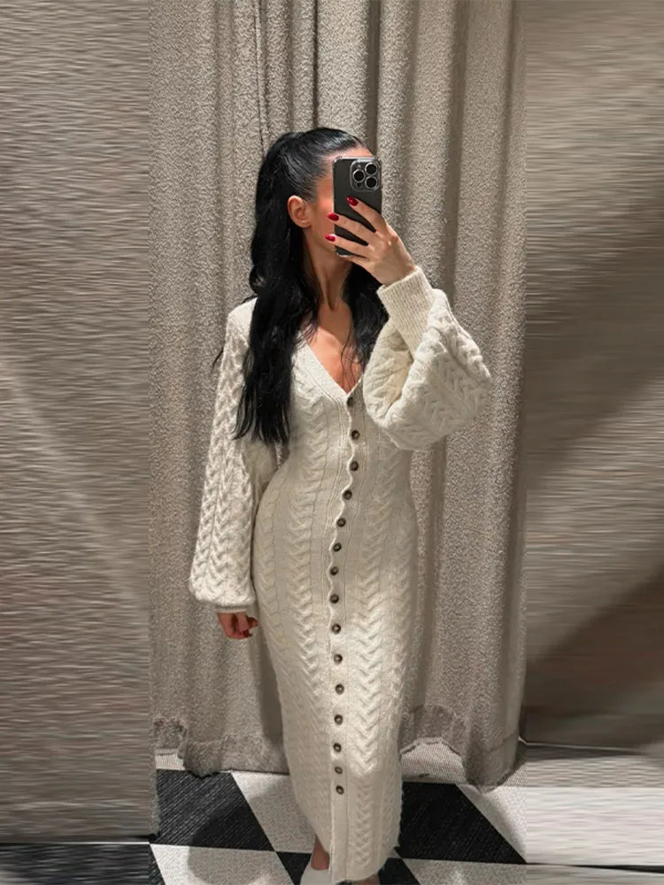 The Camille Dress - Tailored Knit Cardigan Midi