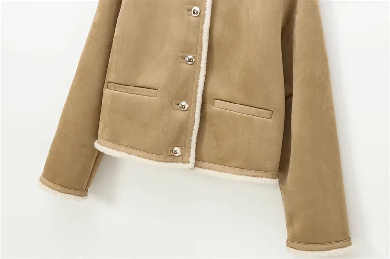 The Adriane Coat – Round Neck Wool Blend Jacket