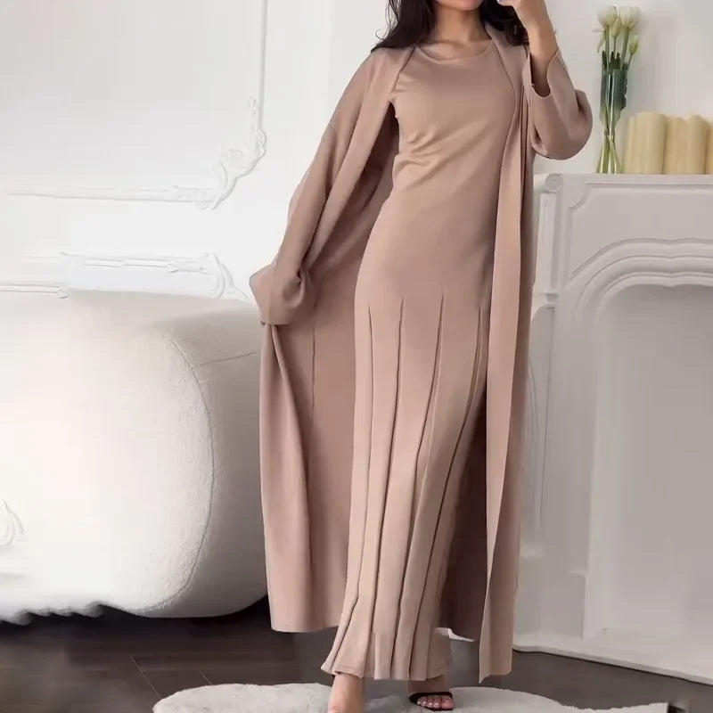 Luxe Knit Cardigan & Dress Ensemble
