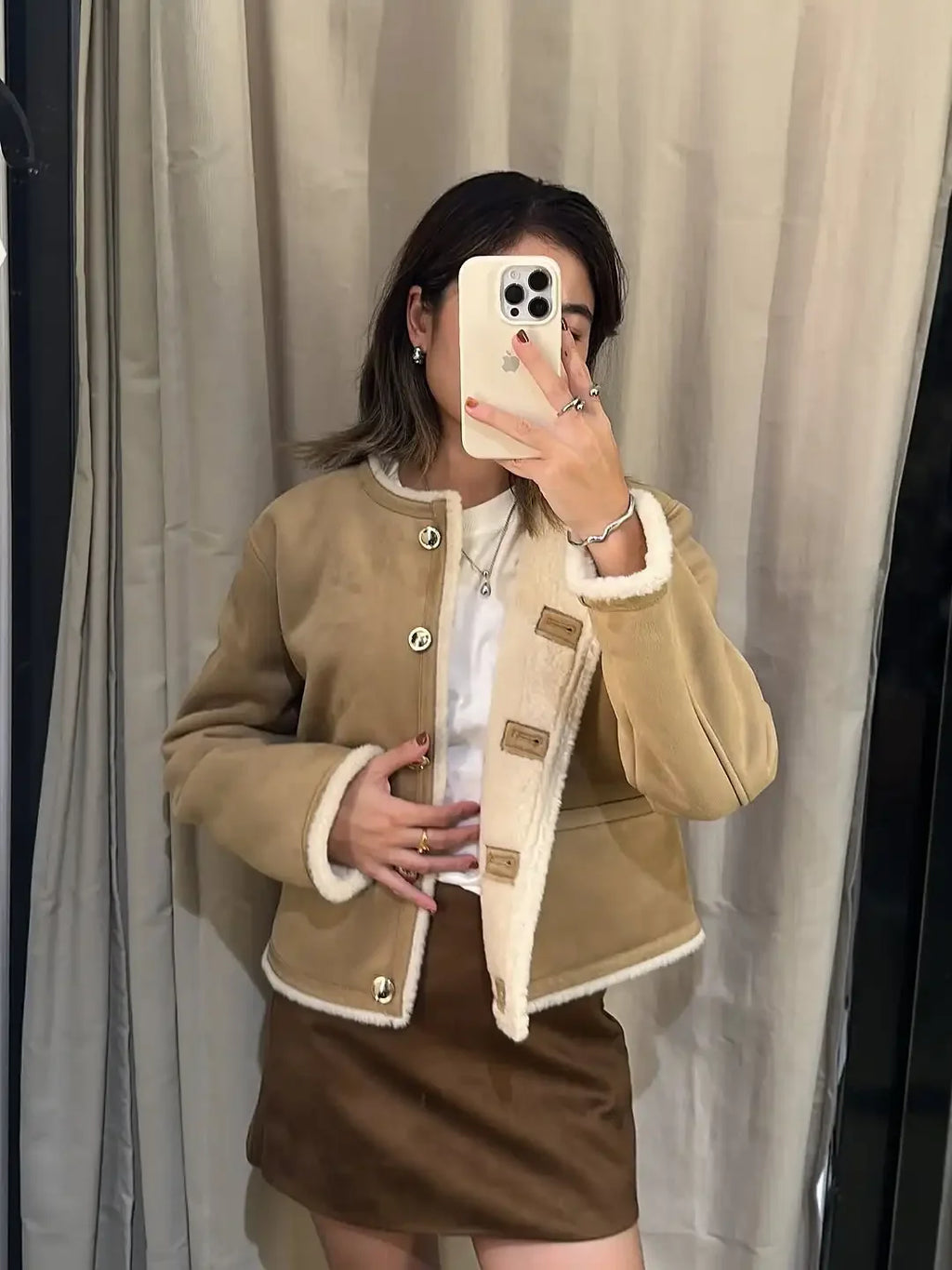 The Adriane Coat – Round Neck Wool Blend Jacket