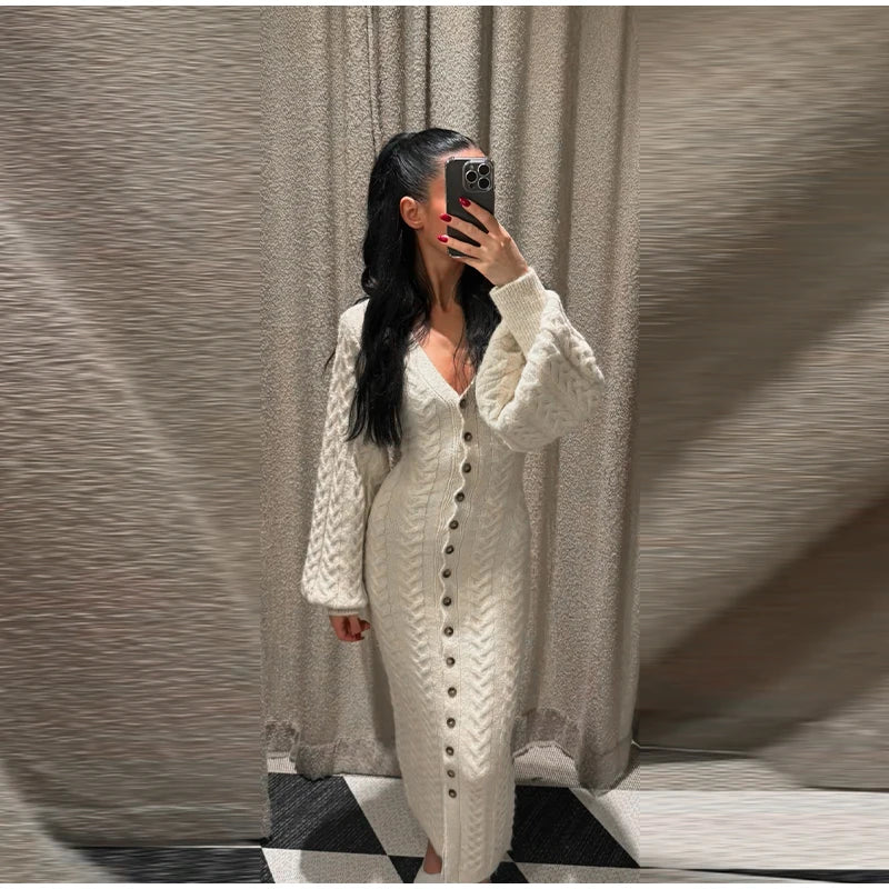 The Camille Dress - Tailored Knit Cardigan Midi