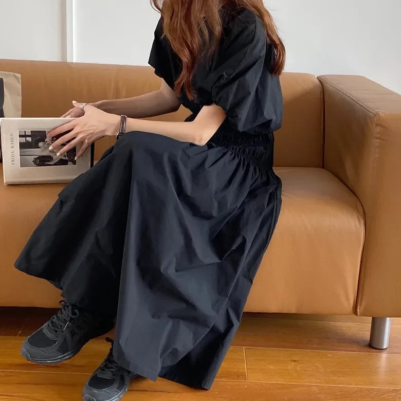 Romantic Two-Piece Puff-Sleeve Crop & Long A-Line Skirt Duo