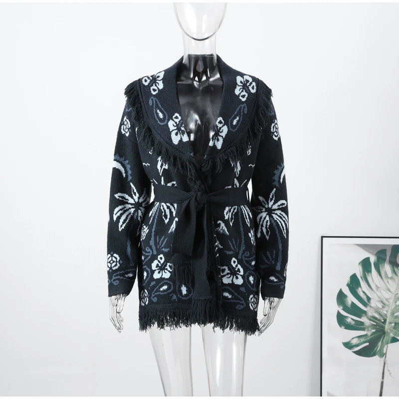 Pattern Knit with Lace-Up Front