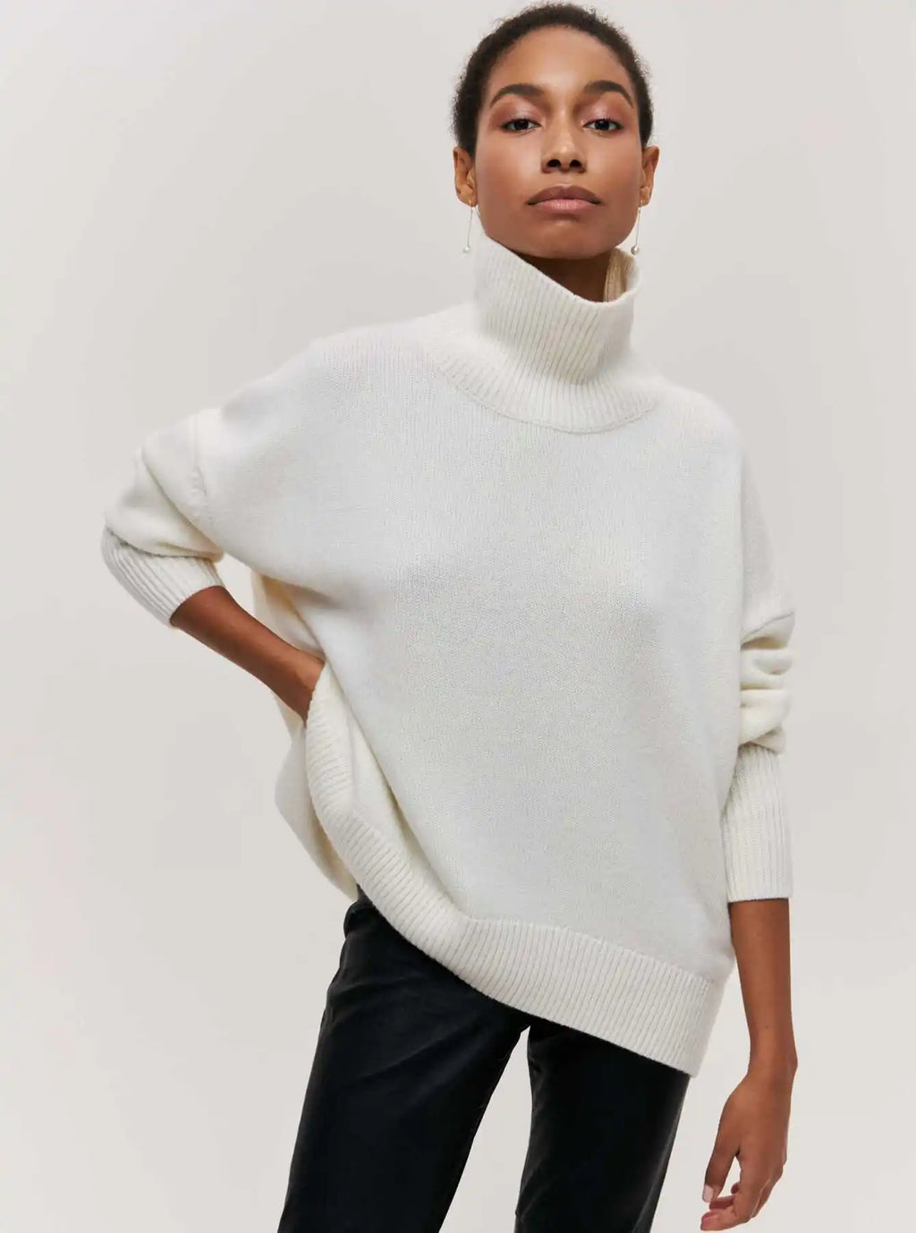 Light Luxury Mock Neck Solid Knitwear