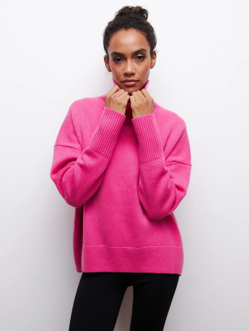 Light Luxury Mock Neck Solid Knitwear
