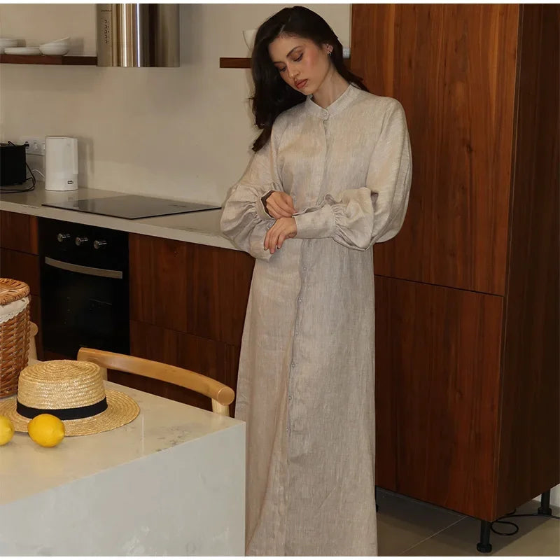 [The Veyra Timeless Button-Front Dress]