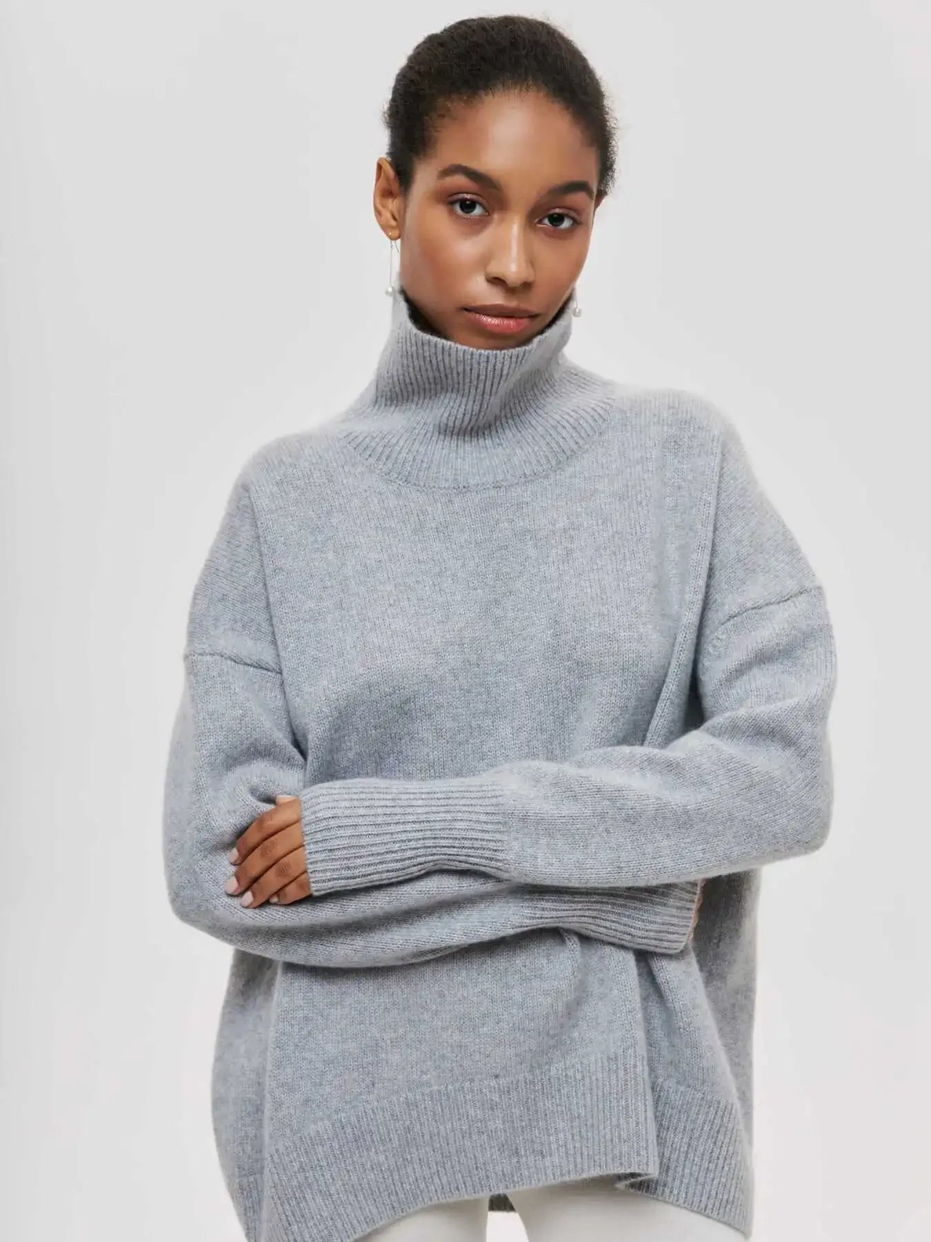 Light Luxury Mock Neck Solid Knitwear