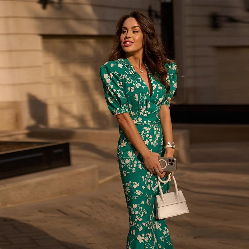 Sabine V-Neck Midi Dress