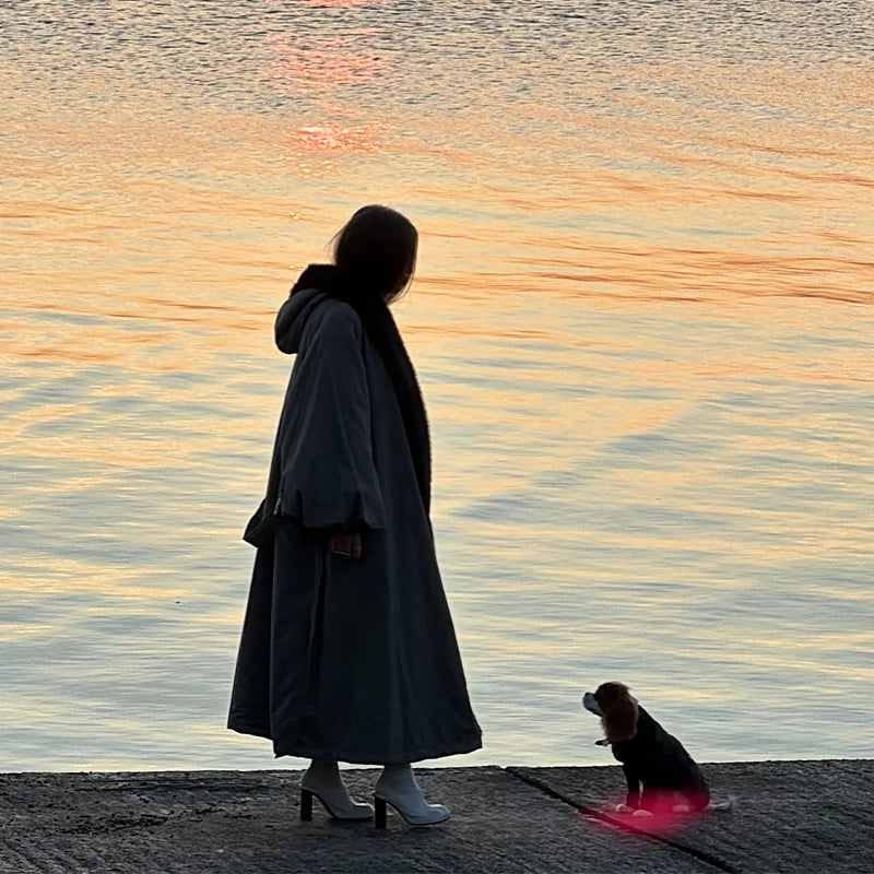 Couture-Length Oversized Outerwear with Dramatic Fur Trim