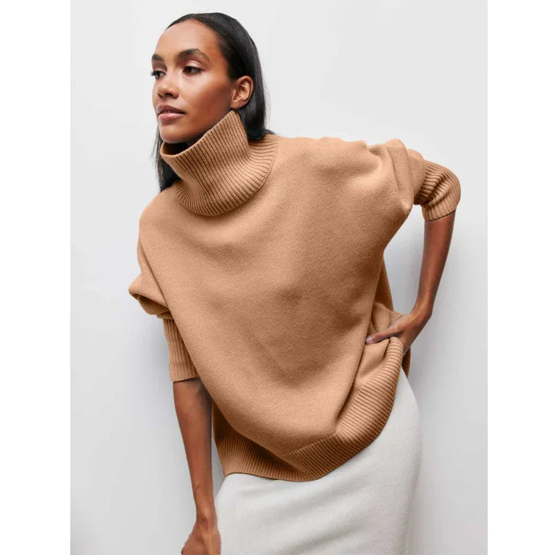 Light Luxury Mock Neck Solid Knitwear