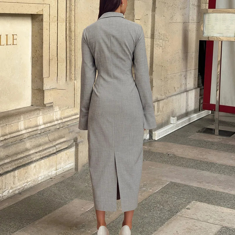 Button-Down Shirt Maxi with Lace-Up Back & Sculpted Waist