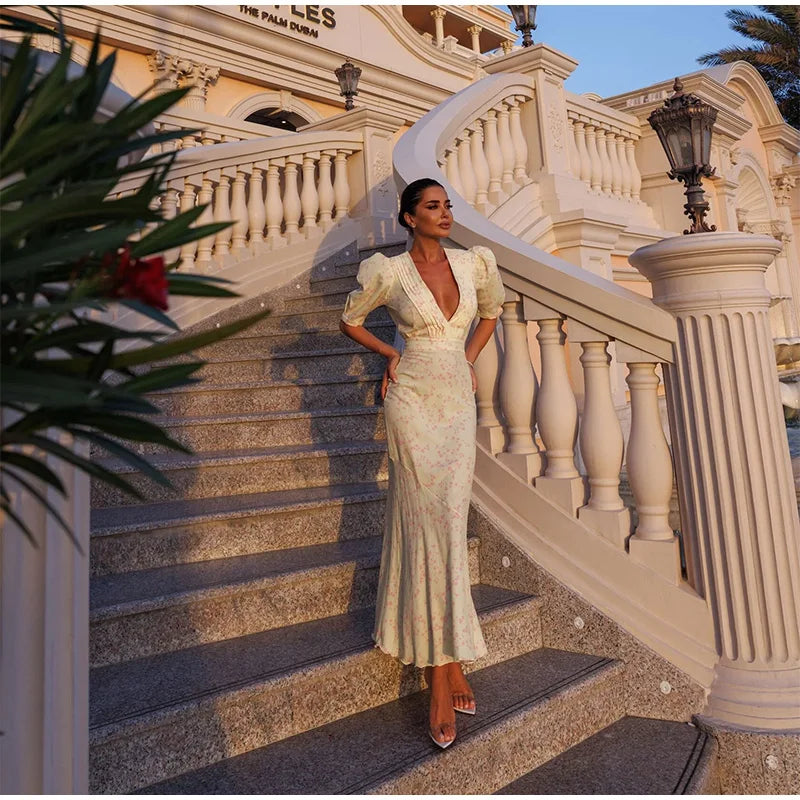 Sabine V-Neck Midi Dress