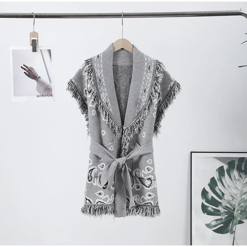 Pattern Knit with Lace-Up Front