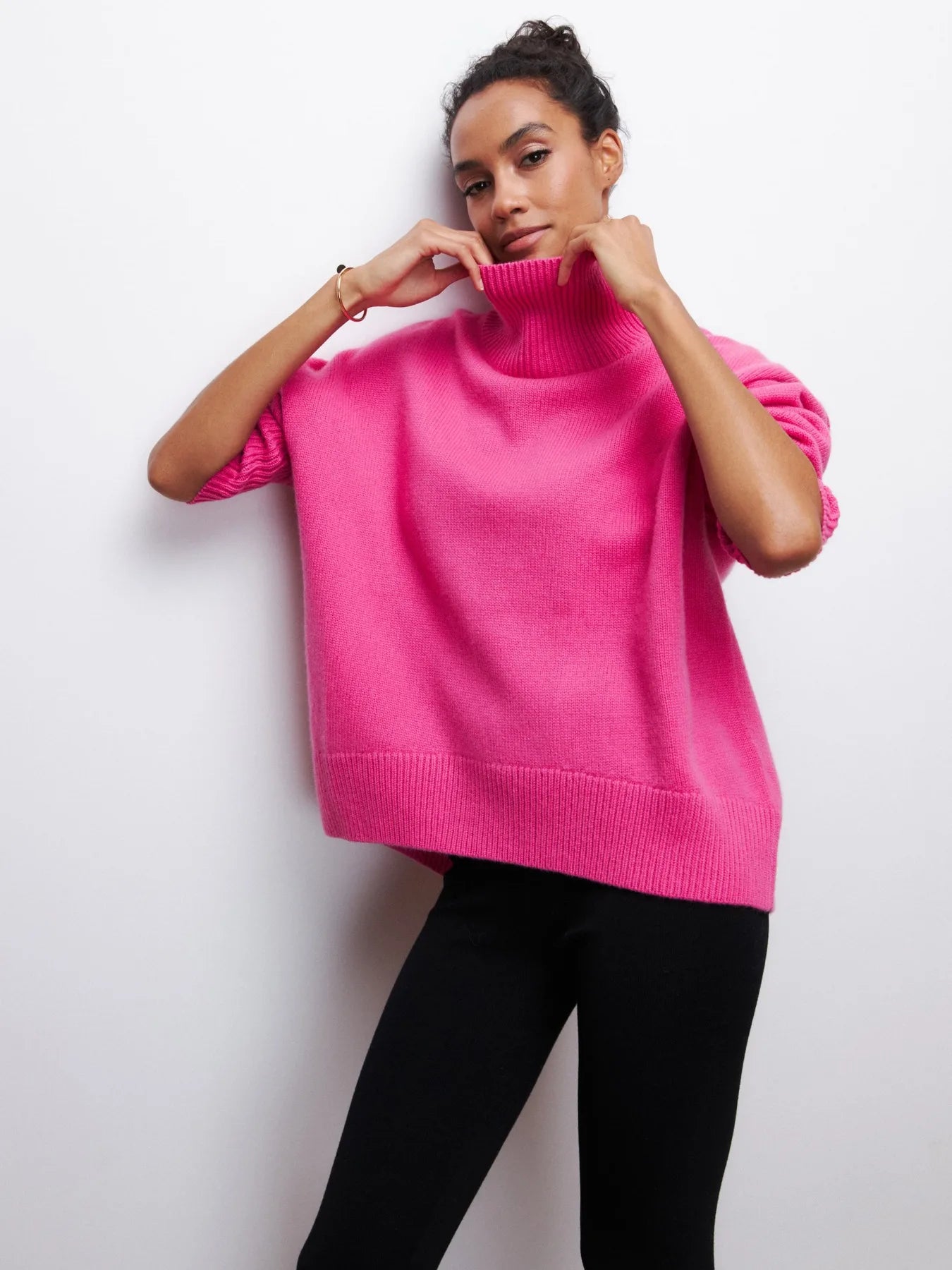 Light Luxury Mock Neck Solid Knitwear