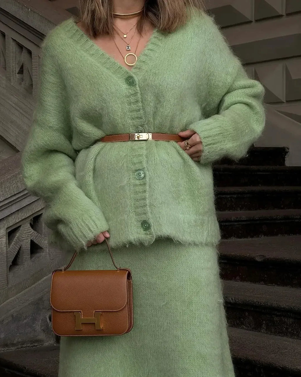 The Adrastine Set – Single-Breasted Knit Co-ord