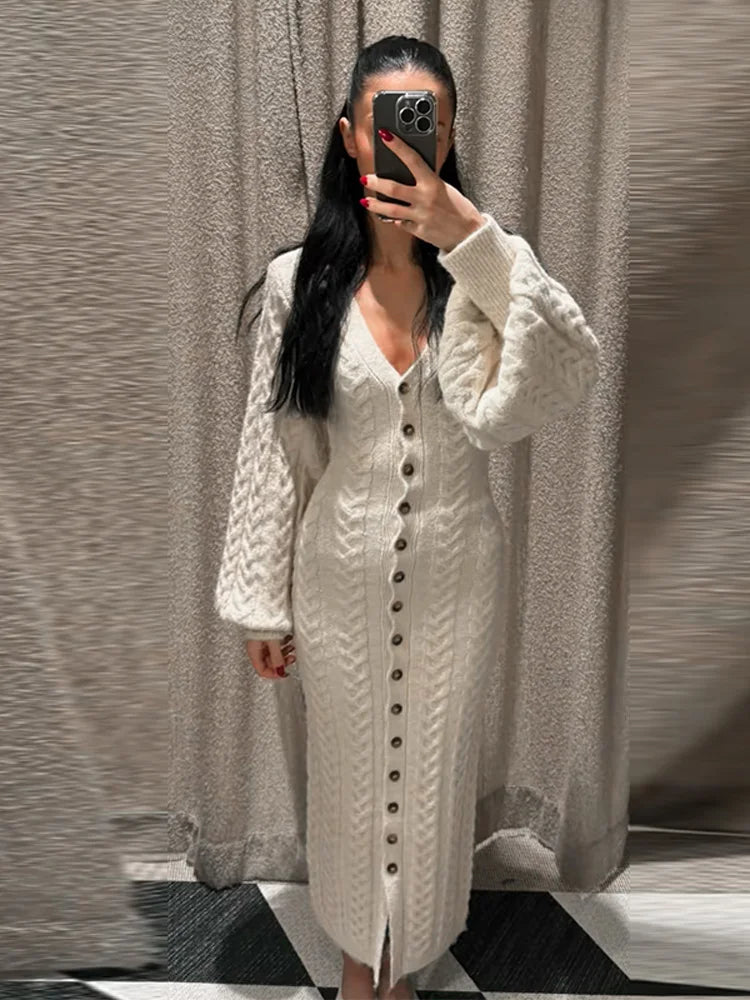 The Camille Dress - Tailored Knit Cardigan Midi