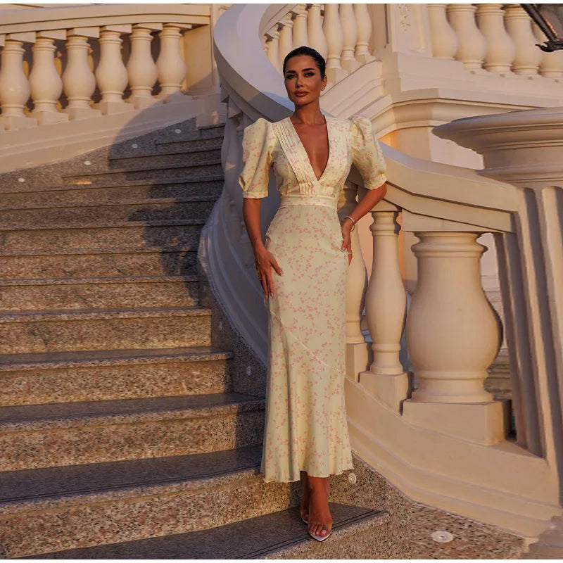 Sabine V-Neck Midi Dress