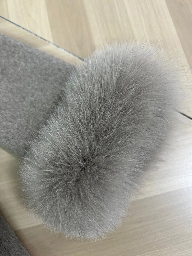 The Anastelle Fox Trim Wool Overcoat