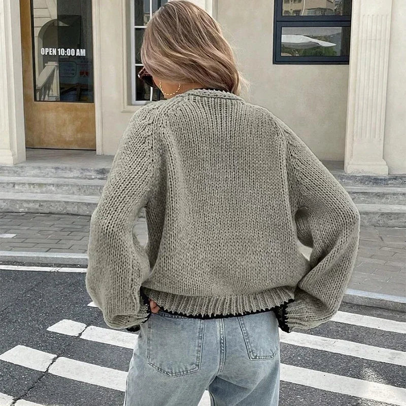 The Adélise Cardigan – Bow-Tied V-Neck Knit