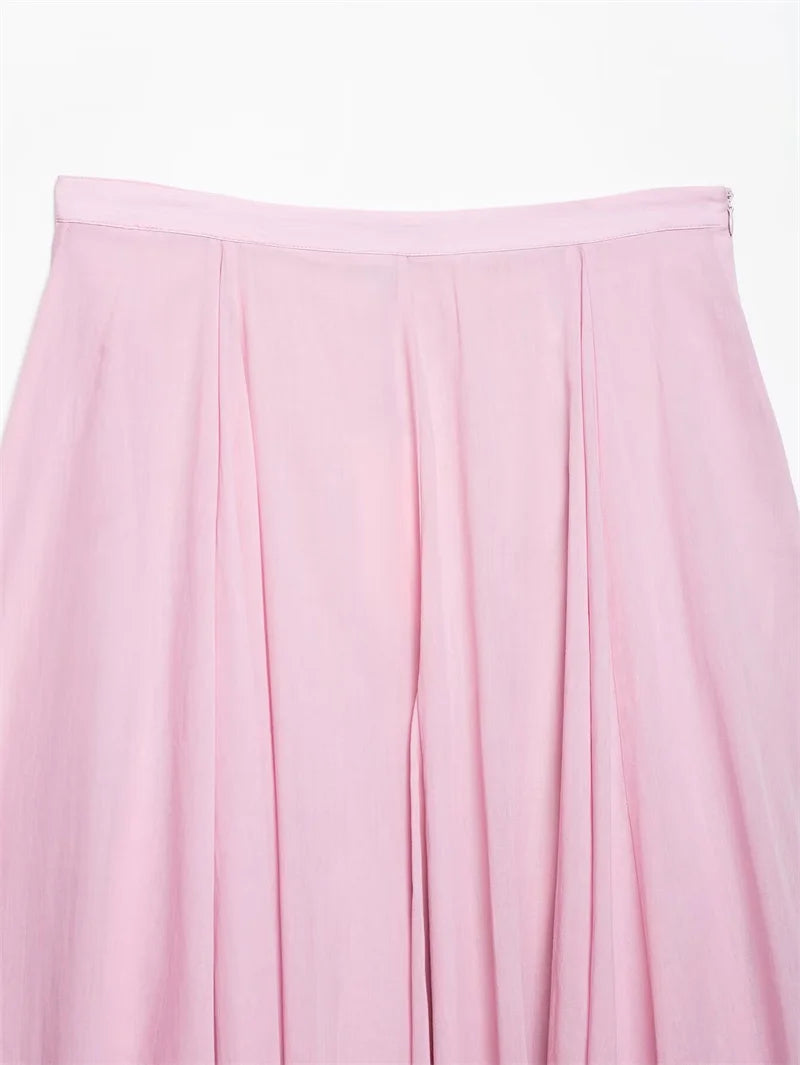 The Auretta Skirt – Elegant Ballet Pink Pleated Midi