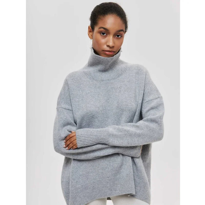 Light Luxury Mock Neck Solid Knitwear