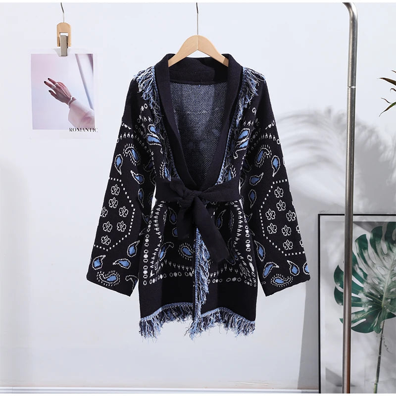 Pattern Knit with Lace-Up Front