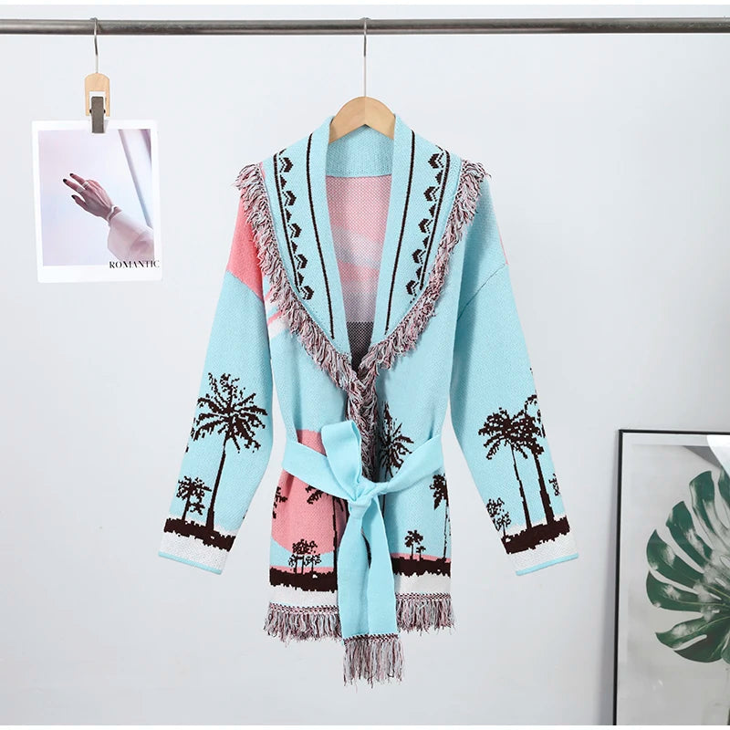 Pattern Knit with Lace-Up Front