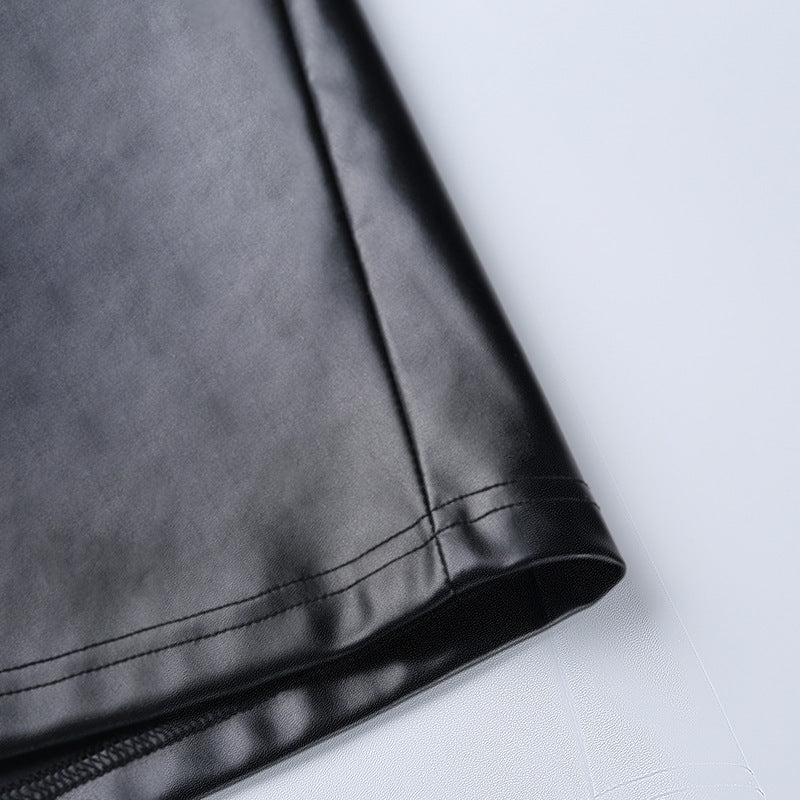 Sculpted High-Waist PU Leather Midi