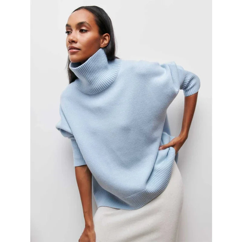 Light Luxury Mock Neck Solid Knitwear