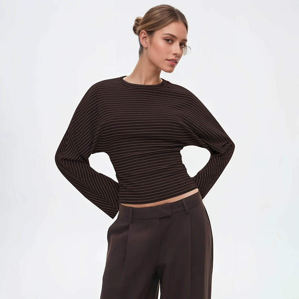The Marivelle Tee – Striped Fitted Long-Sleeve