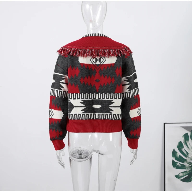 Pattern Knit with Lace-Up Front