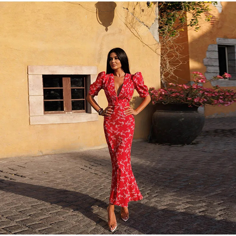 Sabine V-Neck Midi Dress