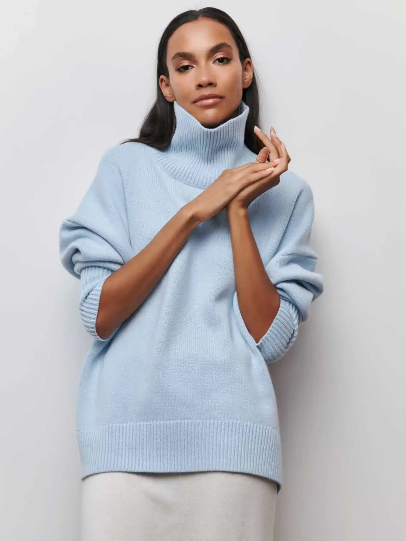 Light Luxury Mock Neck Solid Knitwear