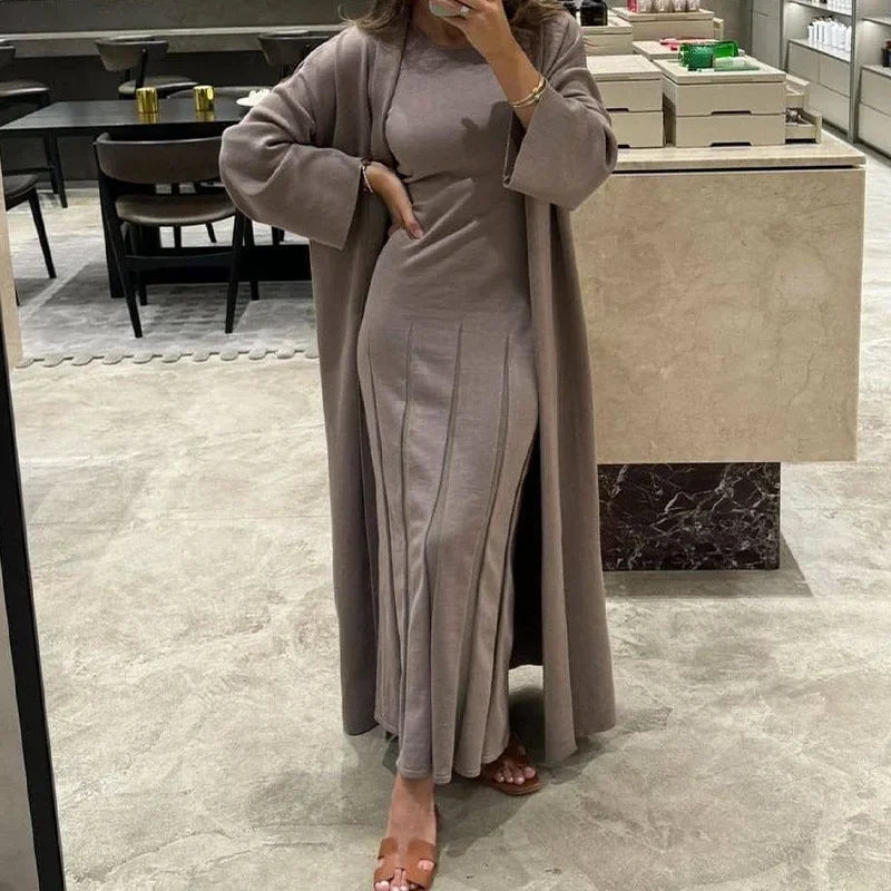 Luxe Knit Cardigan & Dress Ensemble