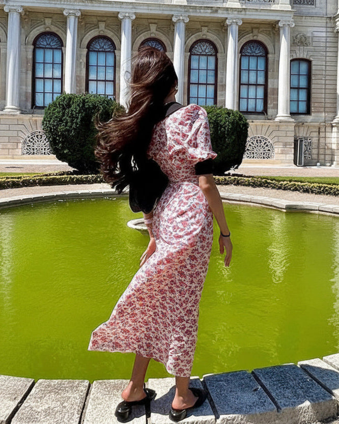 Petale Noir - Floral Doll-Collar Midi