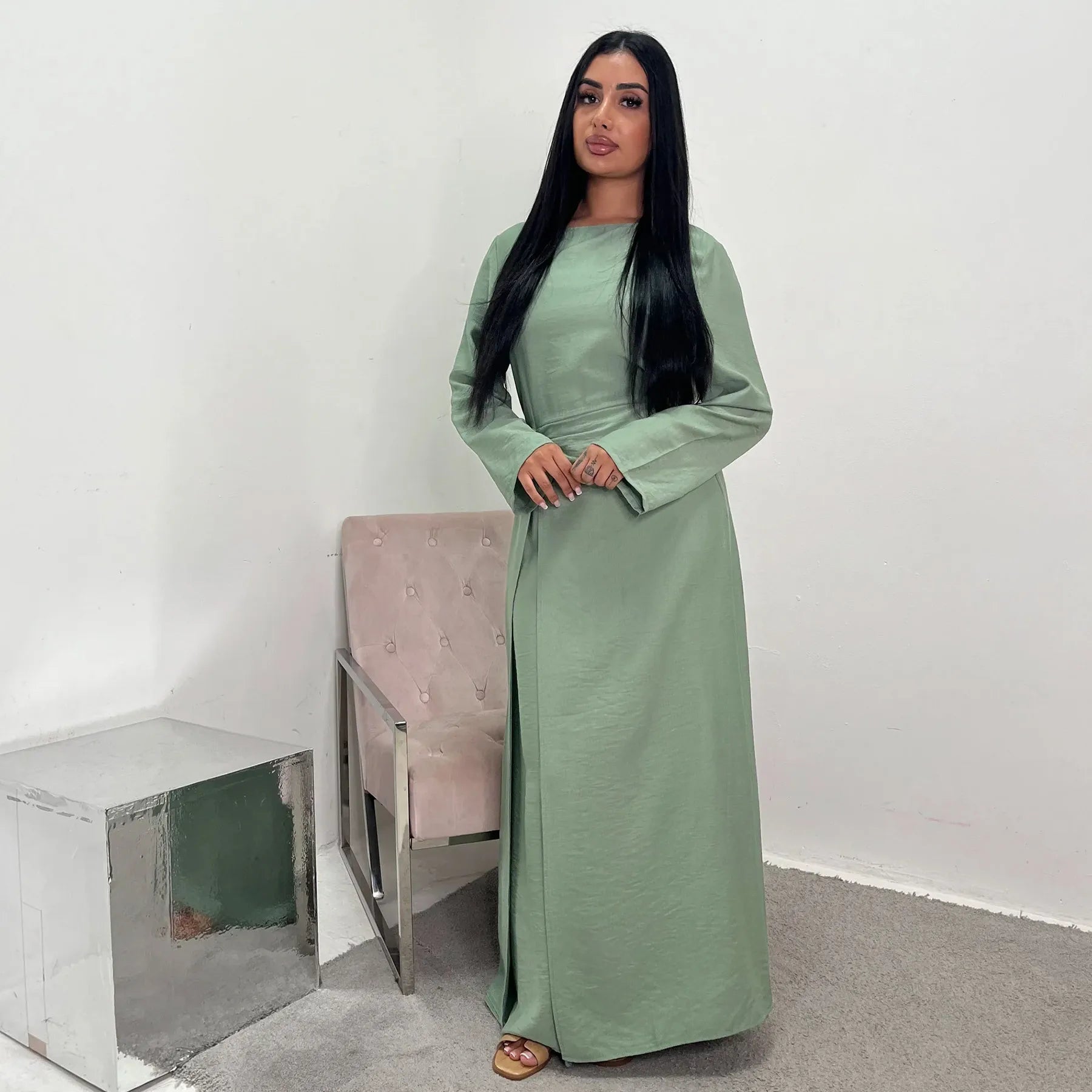 Arabic-Inspired Flow Robe with Draped Silhouette