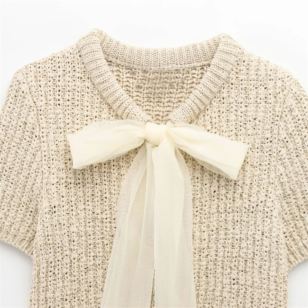 Amélise Sheer Yarn Bow Blouse