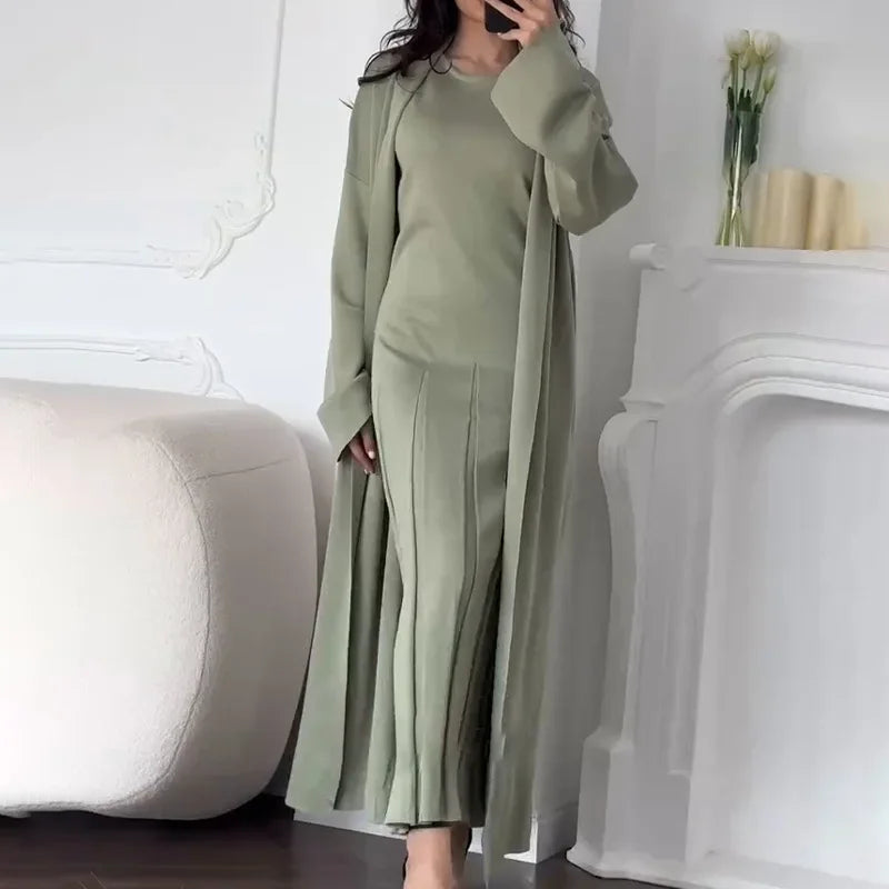 Luxe Knit Cardigan & Dress Ensemble