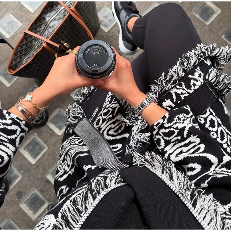 Pattern Knit with Lace-Up Front