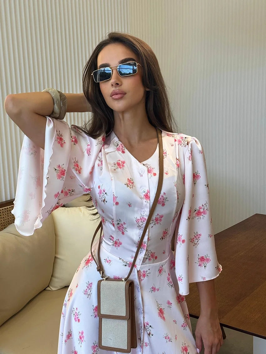 Rosebud Cinched Bodice Floral Maxi