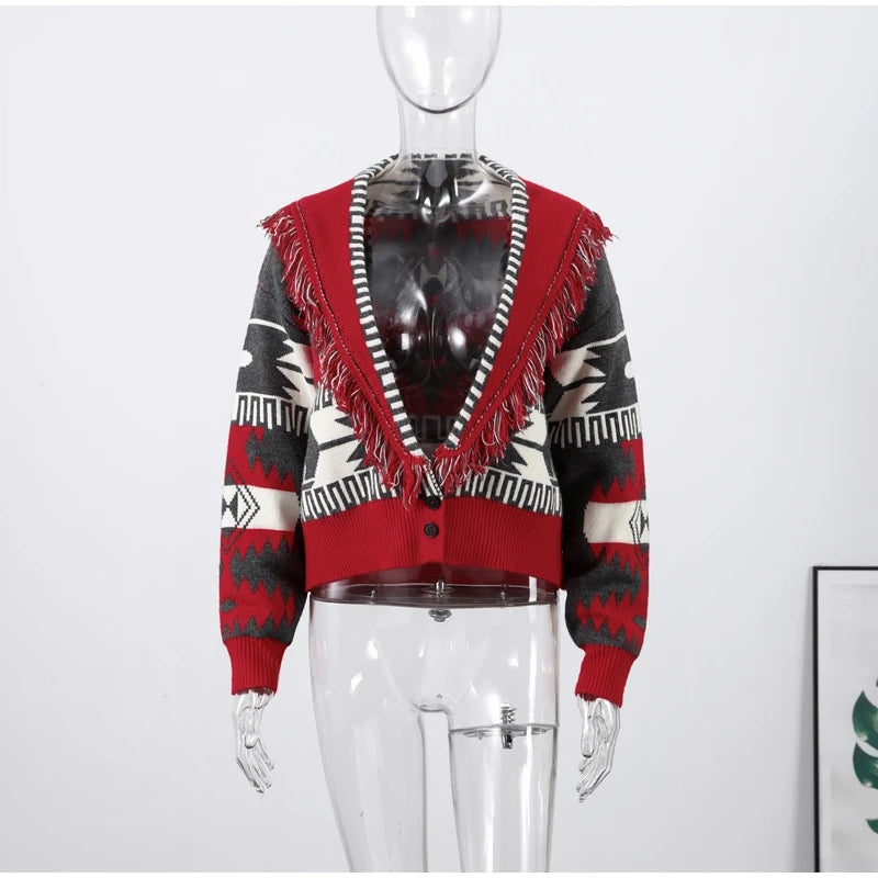 Pattern Knit with Lace-Up Front