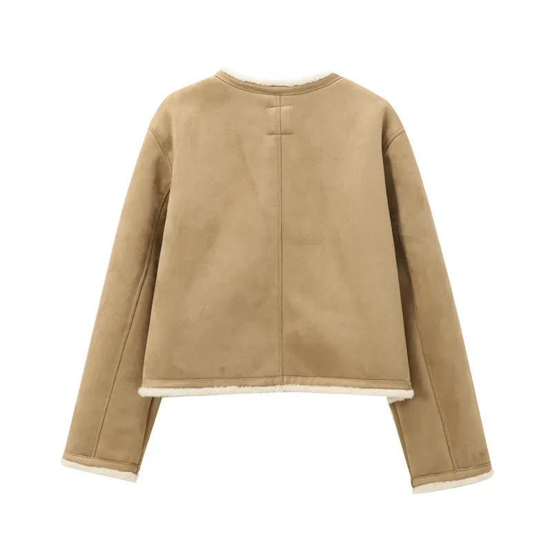 The Adriane Coat – Round Neck Wool Blend Jacket