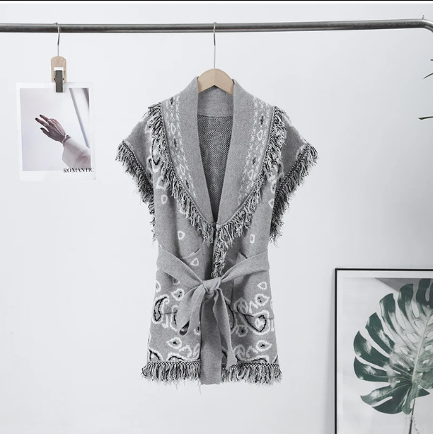 Pattern Knit with Lace-Up Front