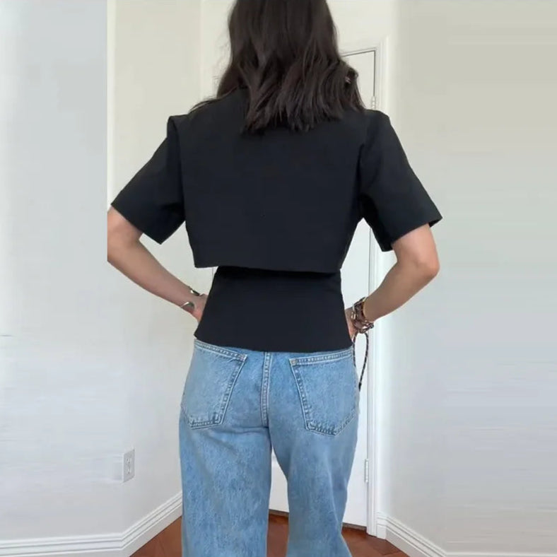 Selene Tailored Slim Lapel Blouse