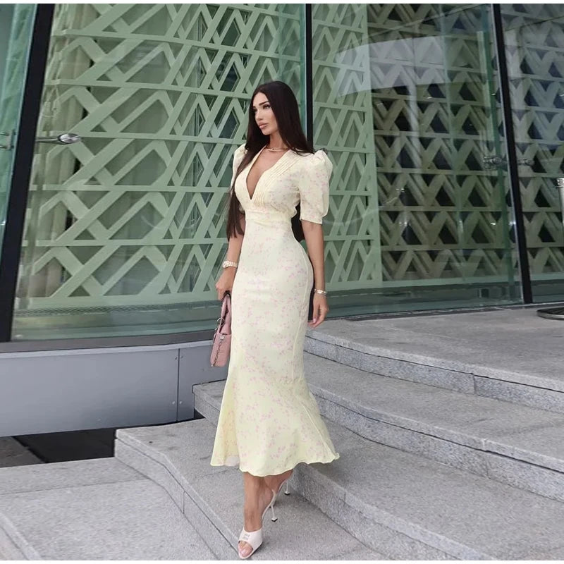 Sabine V-Neck Midi Dress