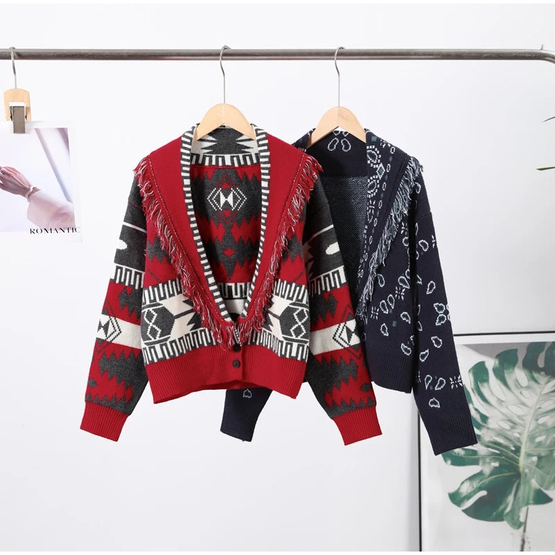 Pattern Knit with Lace-Up Front