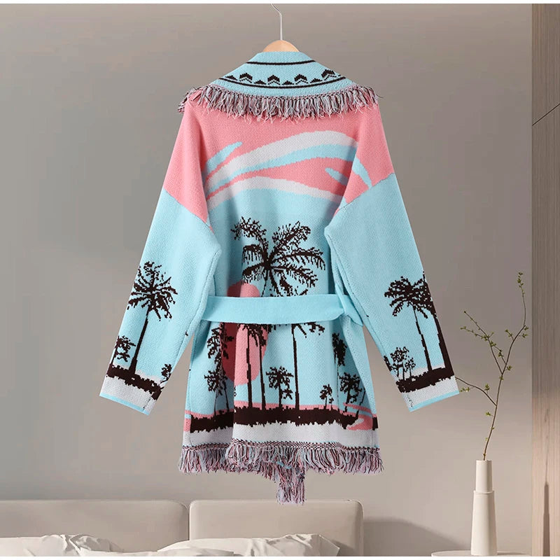 Pattern Knit with Lace-Up Front