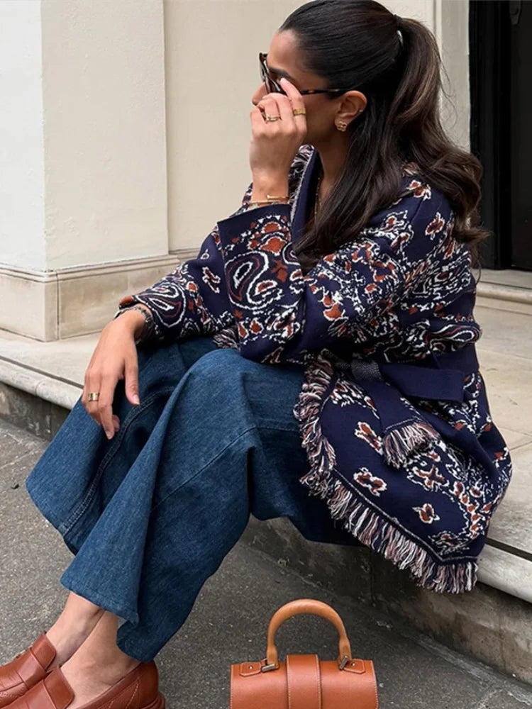 Pattern Knit with Lace-Up Front
